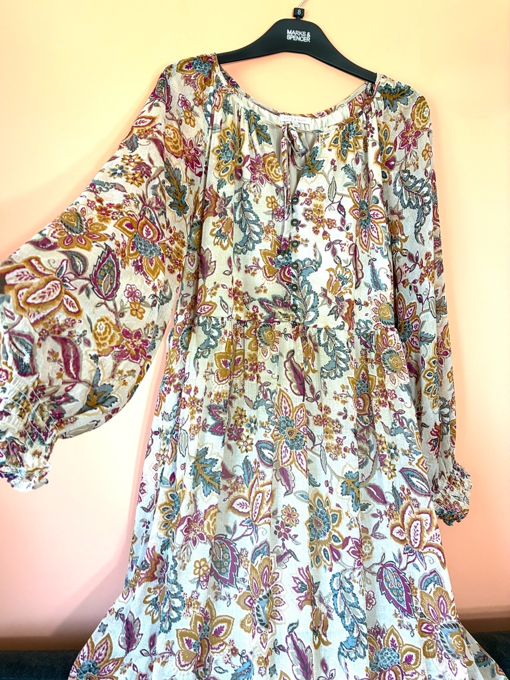 Kate & Sam Boho Tiered Floral Long Sleeve Maxi Dress - Picture 7 of 16